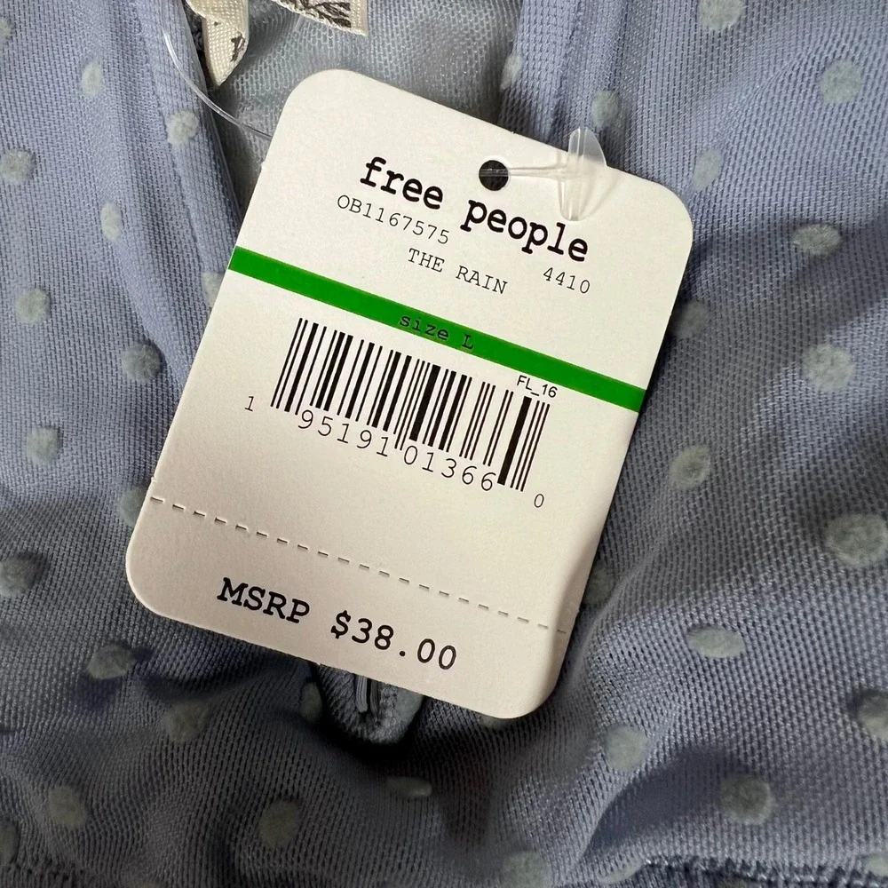 Intimately Free People The Rain Bralette‎ Blue Swiss Dot Mesh OB1167575 Womens L